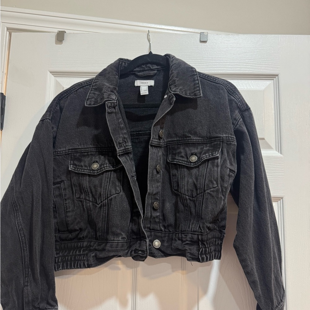 Forever 21 Black Jean Jacket Classic Denim Style